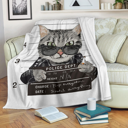 Guilty Cat Blanket, Busted Cat Blanket, Bad Boy Cat Blanket