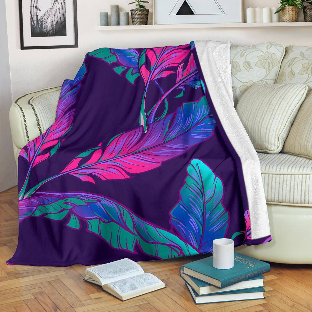 Dark Purple Banana Plant Leaves Premium Blanket - Top Content | POD Collection | Free Shipping