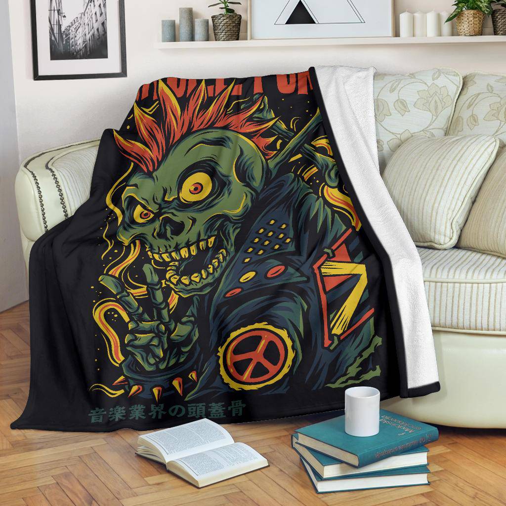 Skull Punk Funny Art Cartoon Premium Blanket - Top Content | POD Collection | Free Shipping