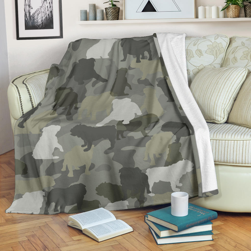 English Bulldog Camo Blanket