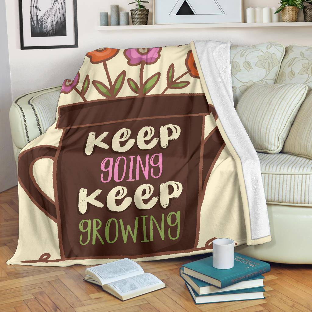 Keep Growing Love Plants Flowers Premium Blanket - Top Content | POD Collection | Free Shipping