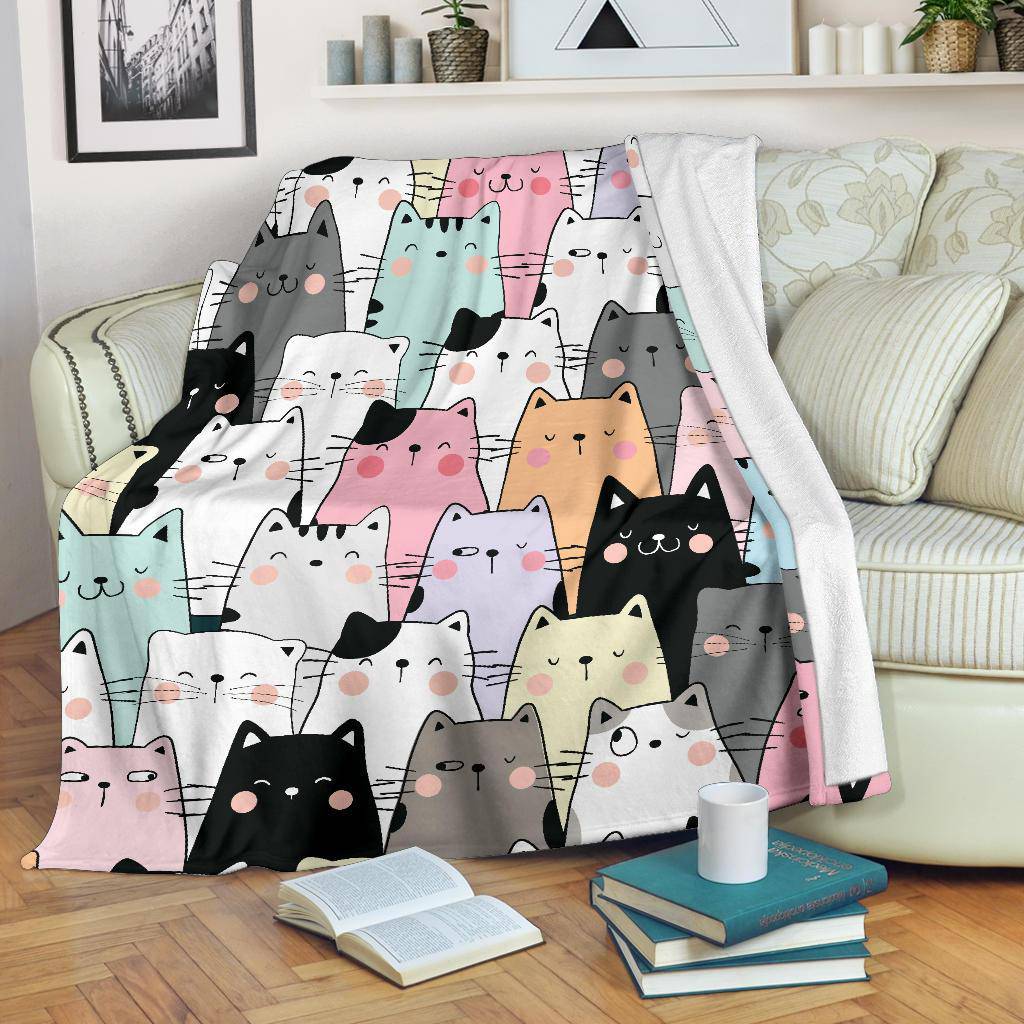 Colourful Cat Pattern Premium Blanket - Top Content | POD Collection | Free Shipping