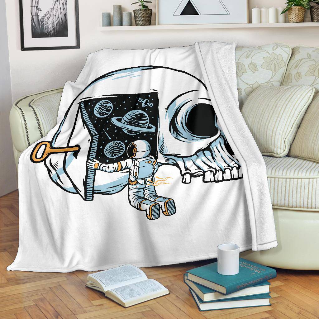 Premium Blanket Skull Astronaut Opening Universe Door - Top Content | POD Collection | Free Shipping