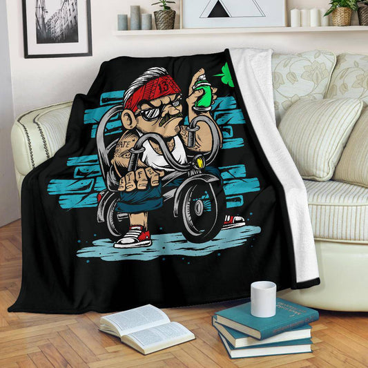 Bicycle Gangster Cool Hand Drawn Graffiti Illustration Premium Blanket - Top Content | POD Collection | Free Shipping