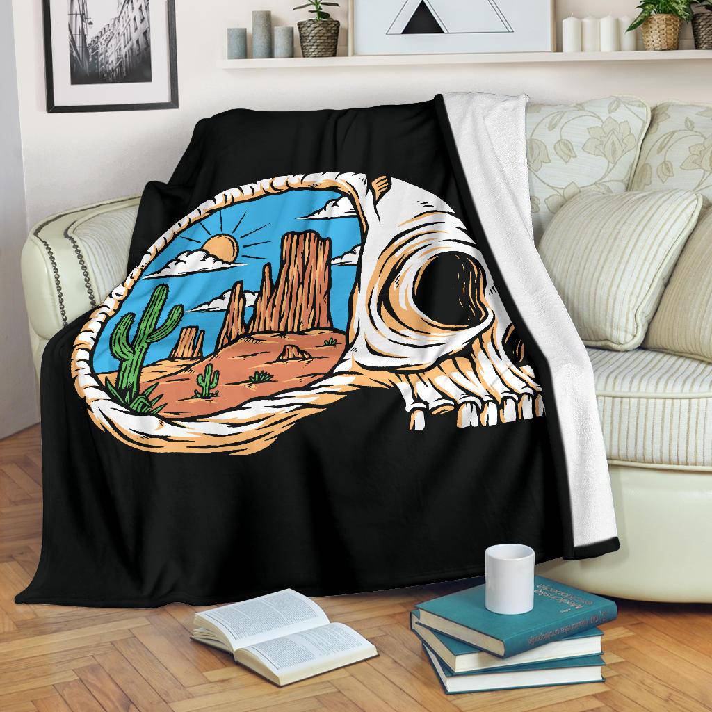 Skull Head Desert Views In My Mind Cartoon Premium Blanket - Top Content | POD Collection | Free Shipping