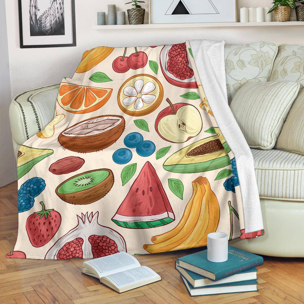 Hand Drawn Fruit Pattern Premium Blanket - Top Content | POD Collection | Free Shipping