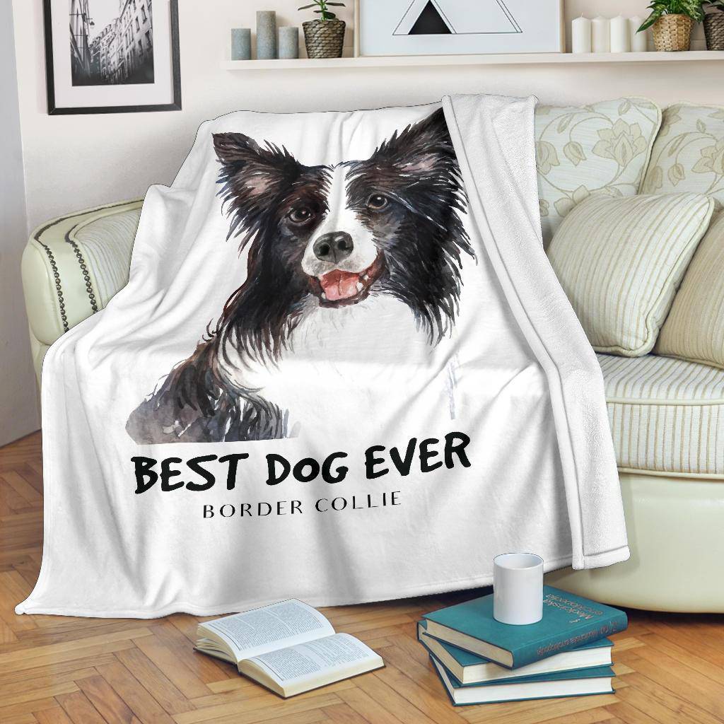 Best Dog Ever Premium Blanket, Border Collie Portrait Drawing - Top Content | POD Collection | Free Shipping