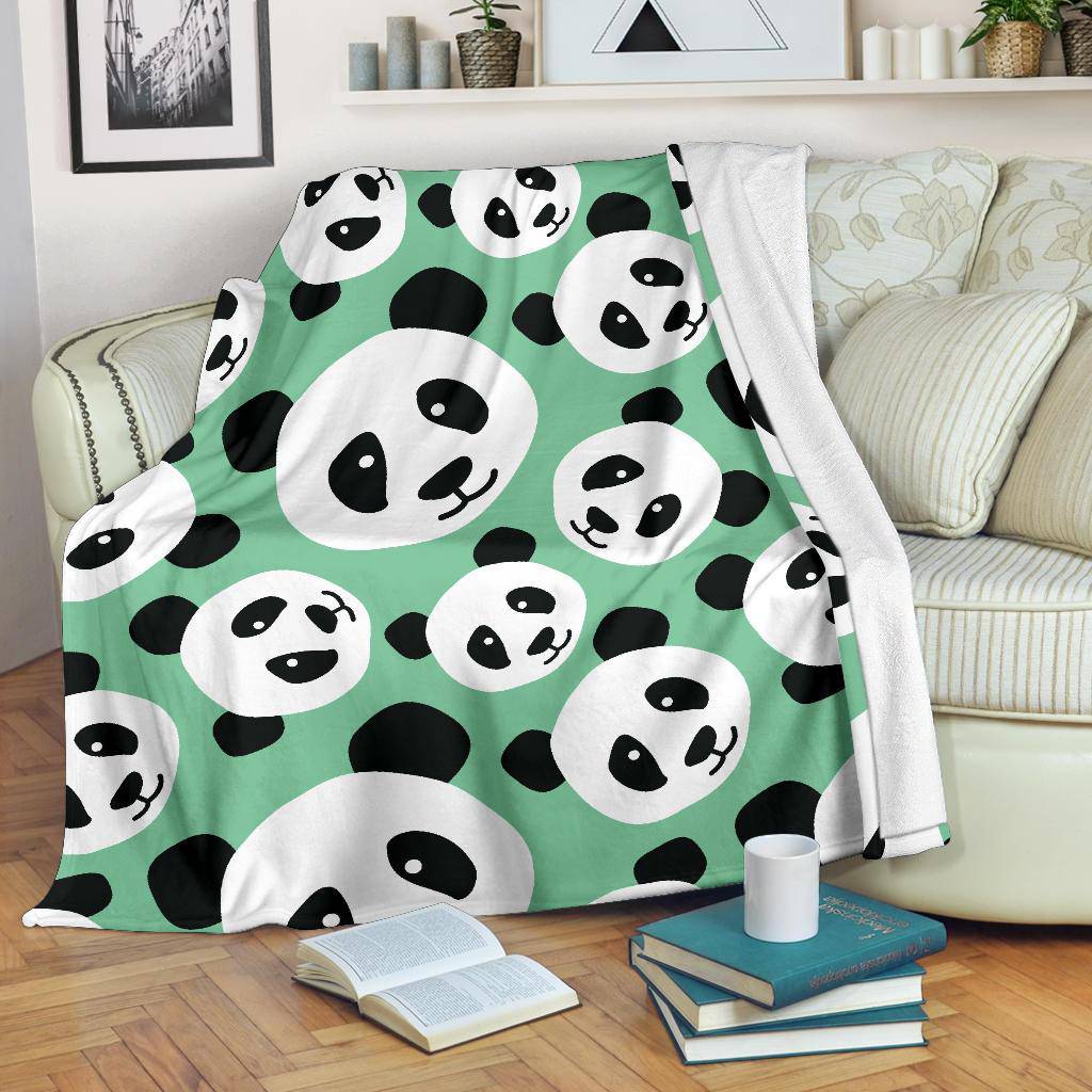 Cute Panda Head Green Premium Blanket - Top Content | POD Collection | Free Shipping