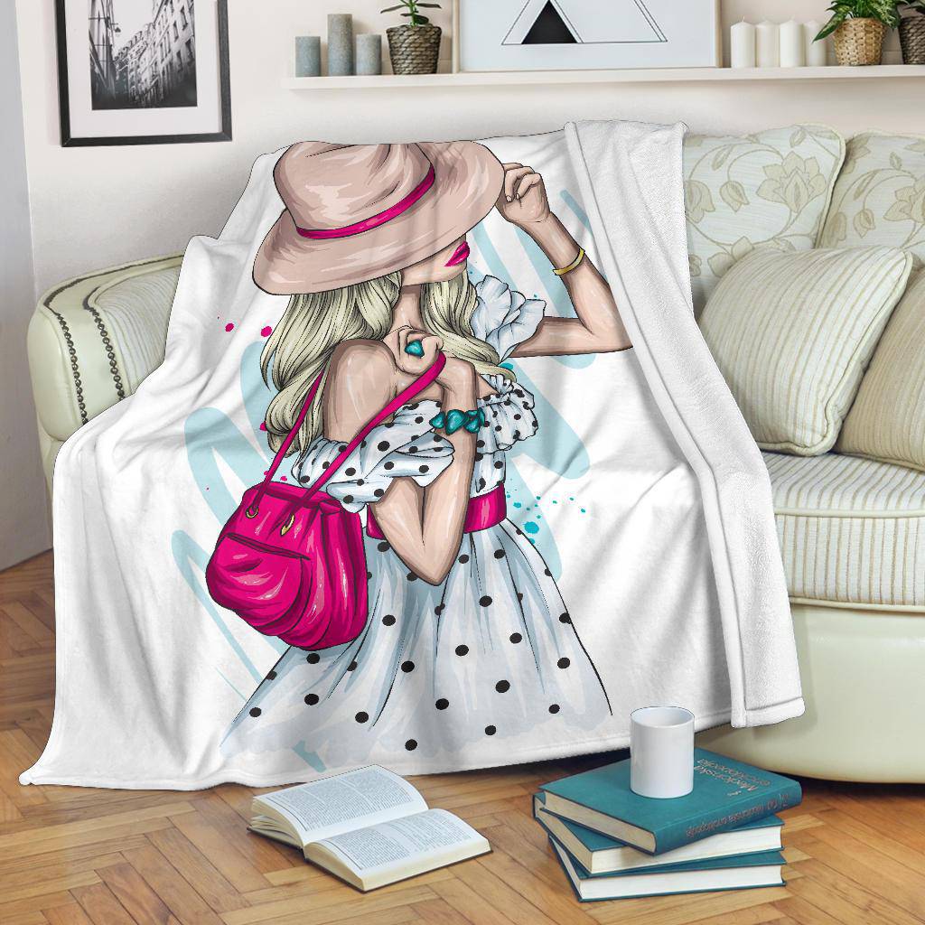 Stylish Summer Girl Cartoon Premium Blanket - Top Content | POD Collection | Free Shipping