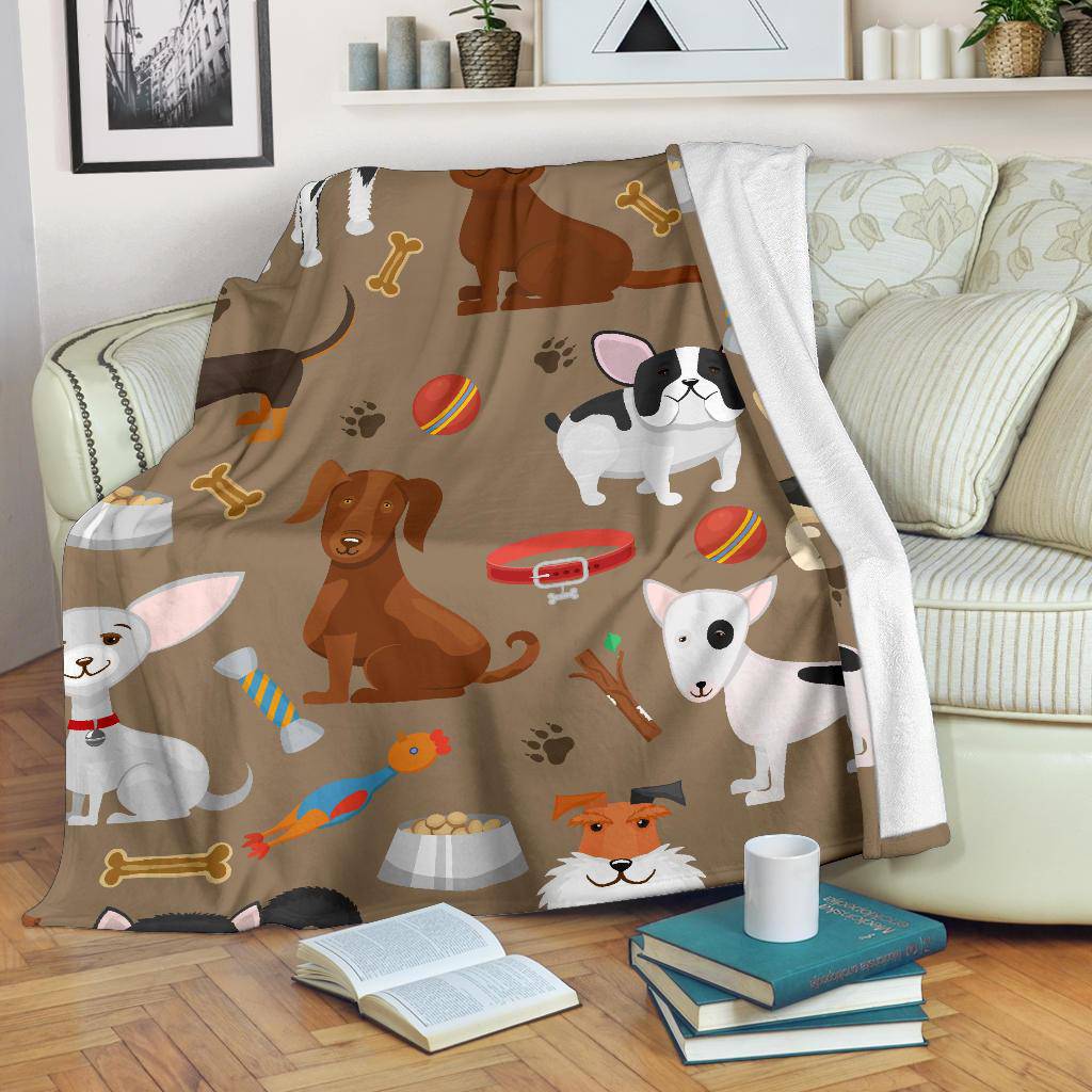 Cute Funny Dog Cartoon Background Premium Blanket - Top Content | POD Collection | Free Shipping