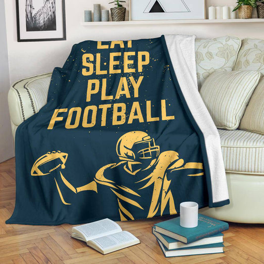 Eat Sleep Play American Football Quote Illustration Premium Blanket - Top Content | POD Collection | Free Shipping