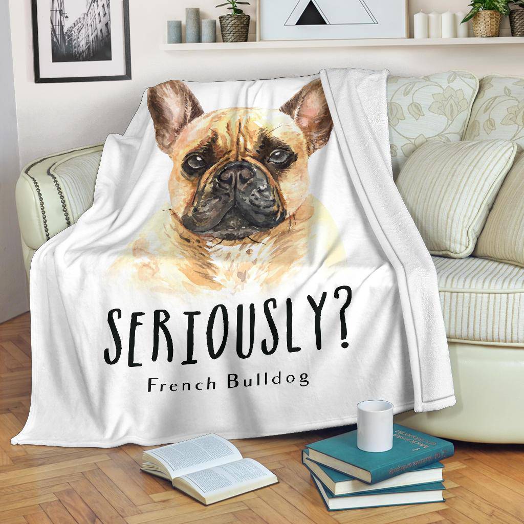 French Bulldog Premium Blanket, Watercolour Portrait Illustration - Top Content | POD Collection | Free Shipping