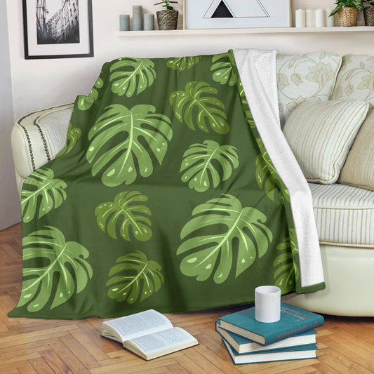 Minimal Ficus Tropical Leaves Art Premium Blanket - Top Content | POD Collection | Free Shipping