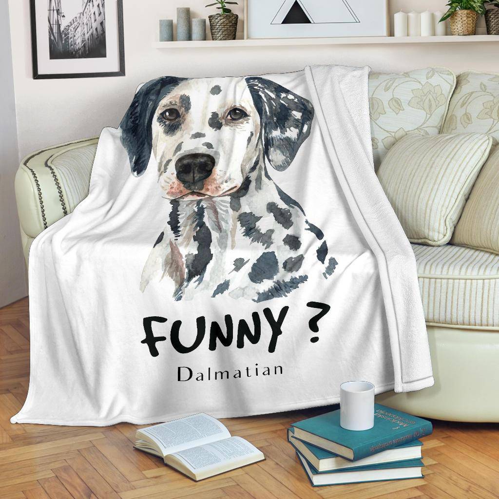 Watercolour Dalmatian Portrait Premium Blanket, Funny Dog Cartoon - Top Content | POD Collection | Free Shipping