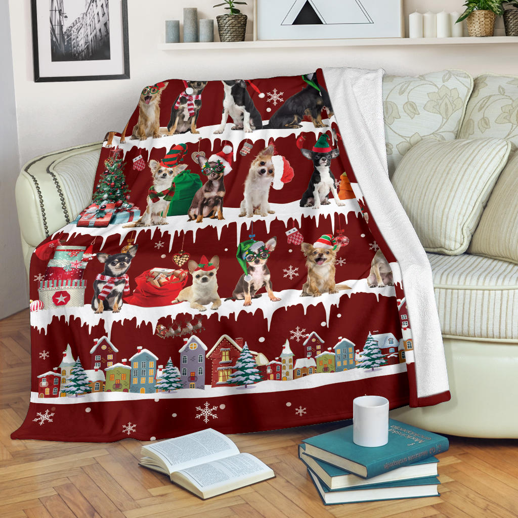 Chihuahua Snow Christmas Blanket