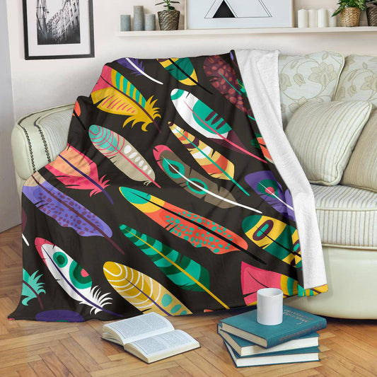 Colorful Exotic Birds Feathers Premium Blanket - Top Content | POD Collection | Free Shipping