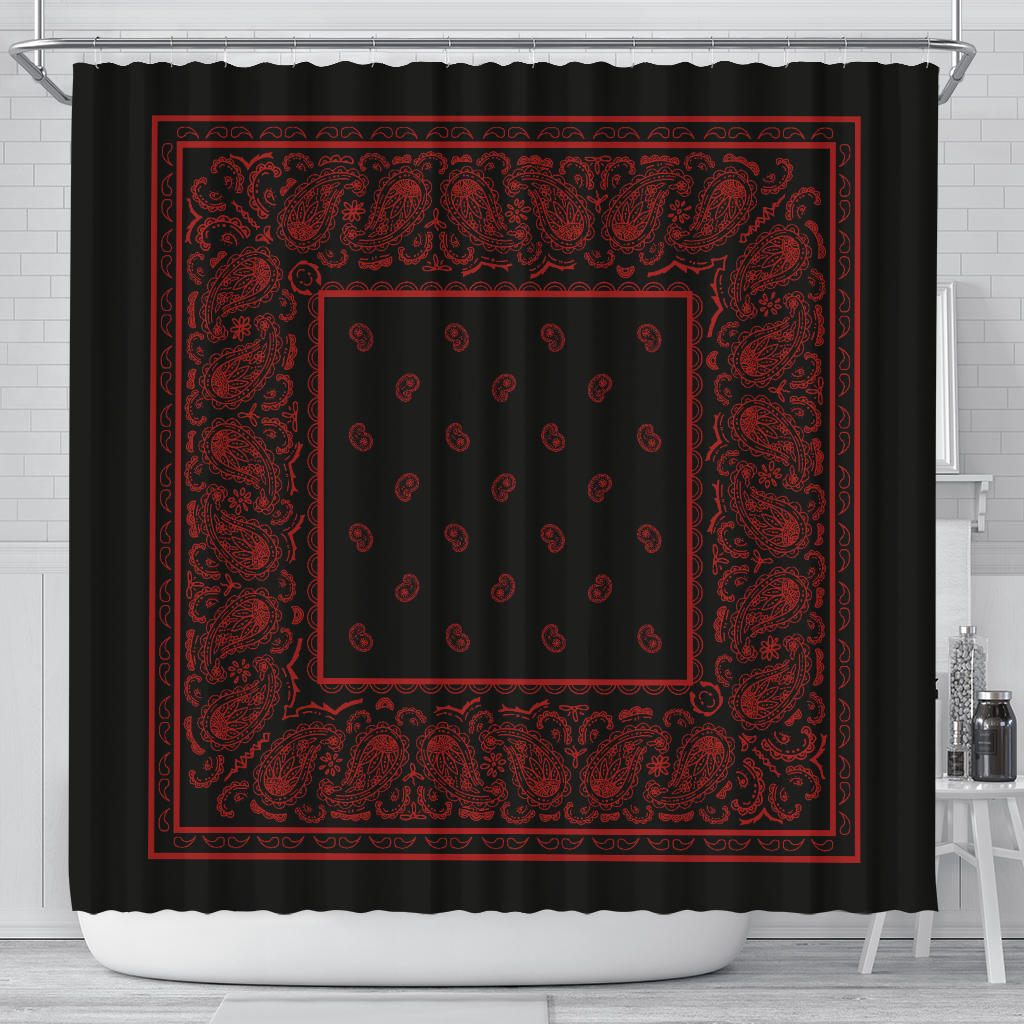 Black and Red Bandana Shower Curtain