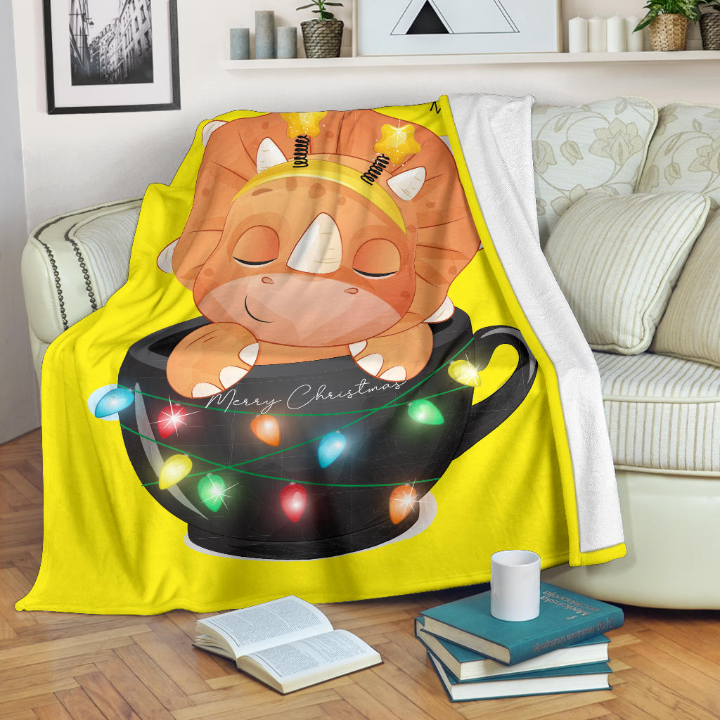 yellow dinosaur merry christmas and happy new year blanket - Top Content | POD Collection | Free Shipping