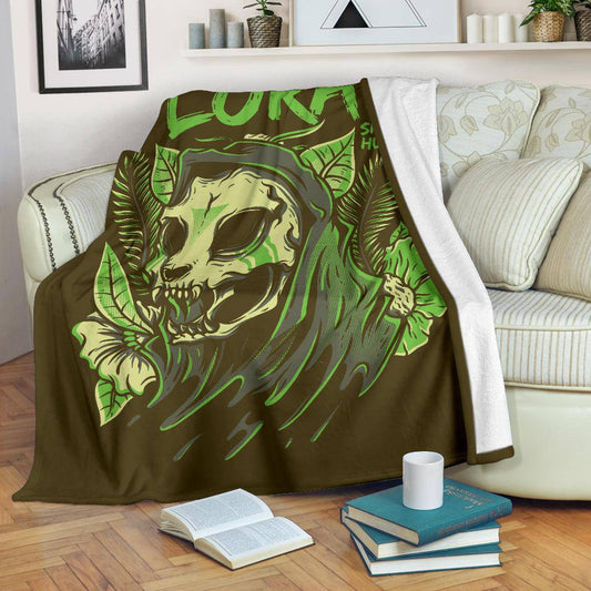 Funny Floral Skull Hunter Cartoon Premium Blanket - Top Content | POD Collection | Free Shipping