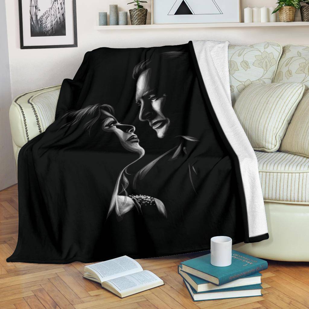 Romantic Couple With Beautiful Love Look Premium Blanket Illustration - Top Content | POD Collection | Free Shipping