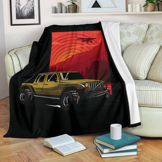 Sunset Car 4x4 Adventure Premium Blanket - Top Content | POD Collection | Free Shipping