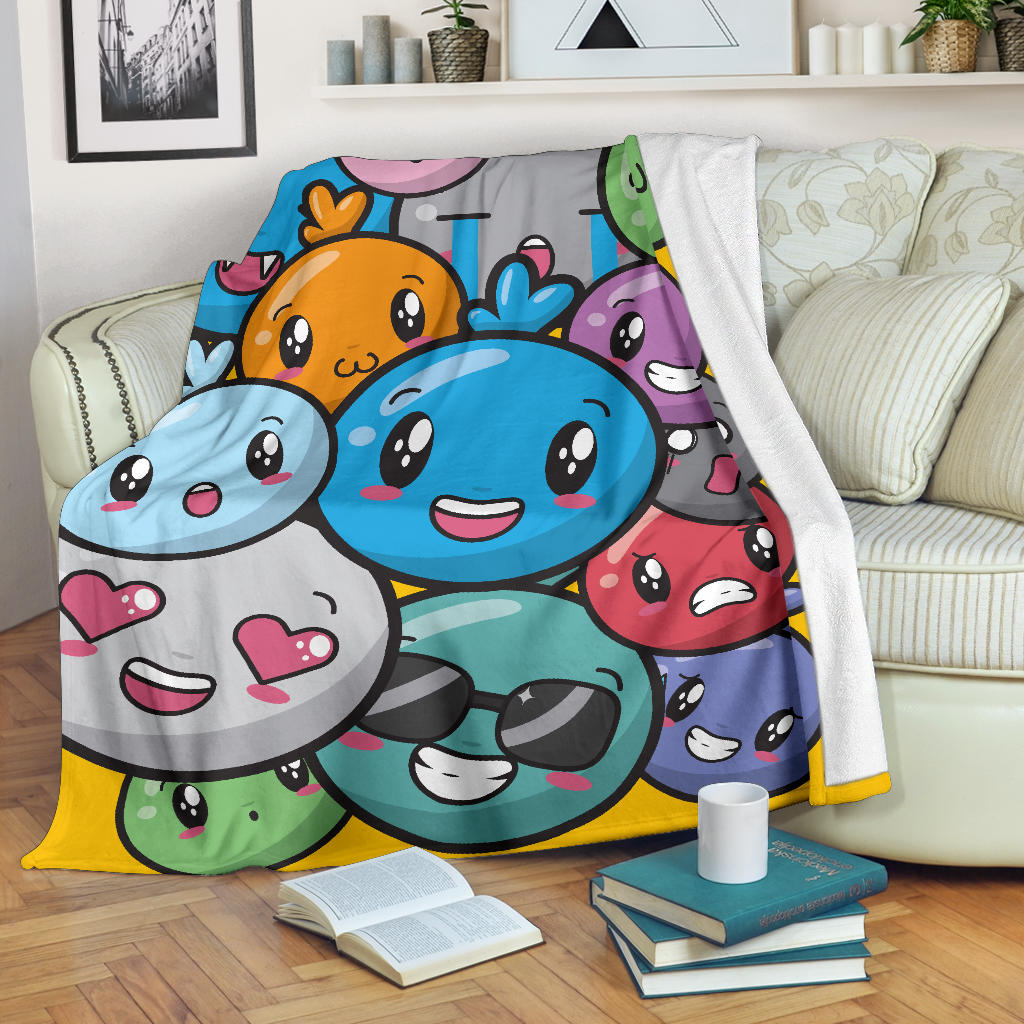 Happy Colorful Kawaii Emojis Blanket