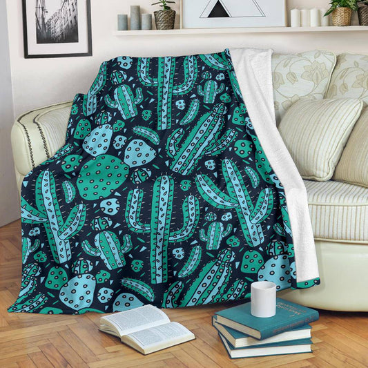 Green Cactus Plants Pattern Premium Blanket - Top Content | POD Collection | Free Shipping