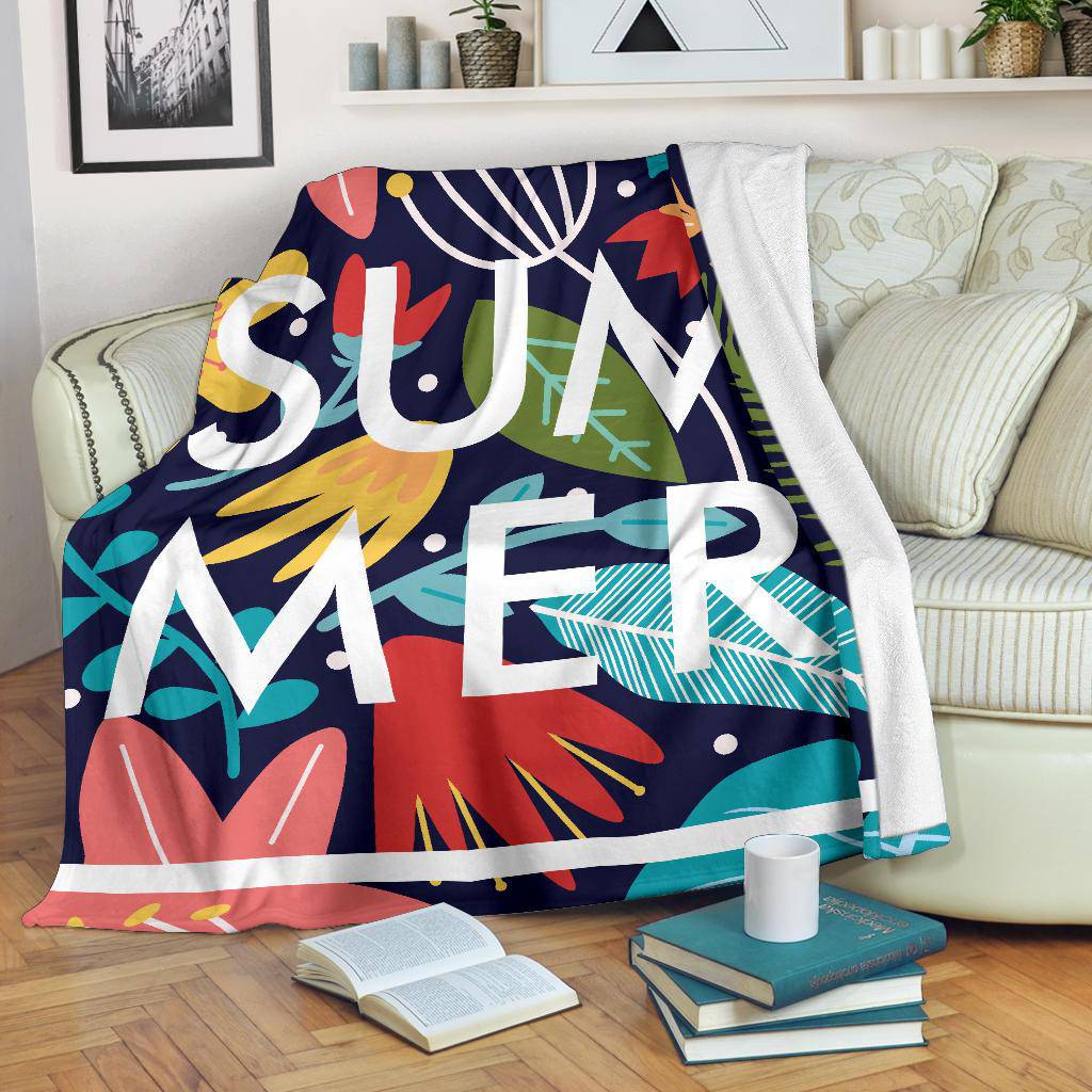 Summer Vibe, Colorful Floral Background Premium Blanket - Top Content | POD Collection | Free Shipping