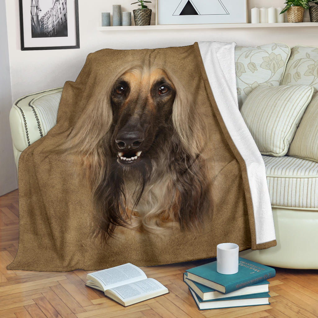 Afghan Hound Face Hair Blanket