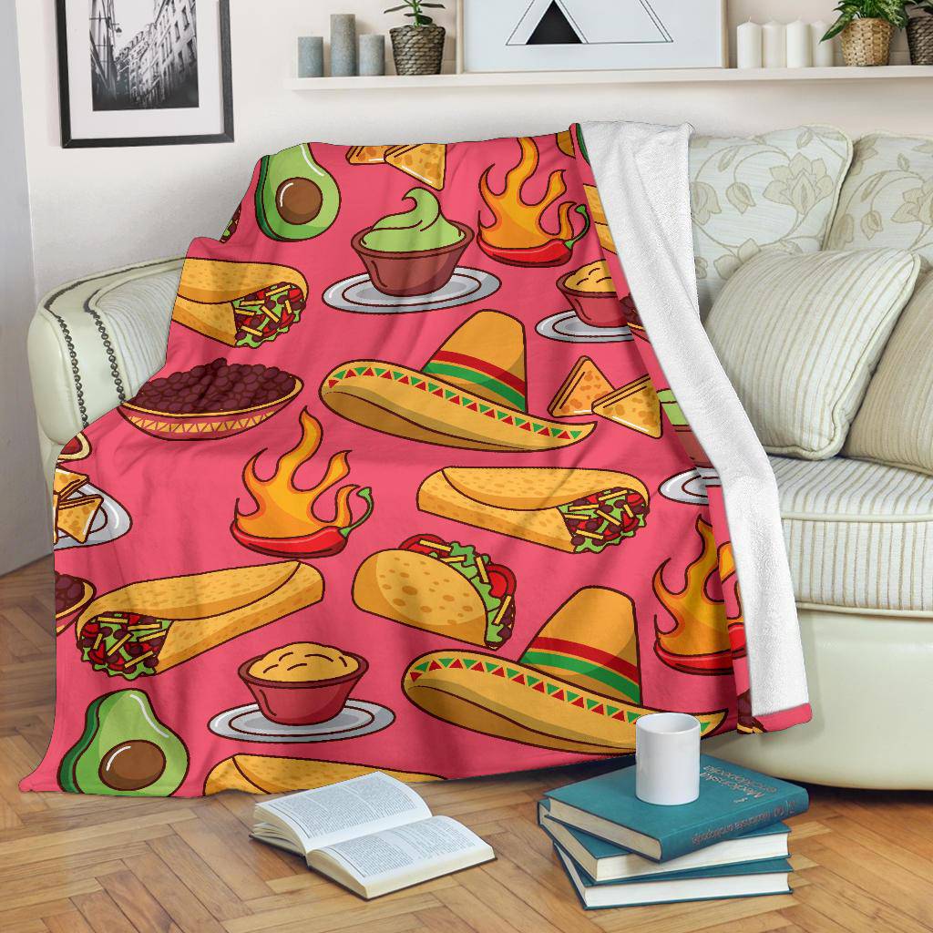 Mexican Food Tacos Hot Chili Sombrero Premium Blanket - Top Content | POD Collection | Free Shipping