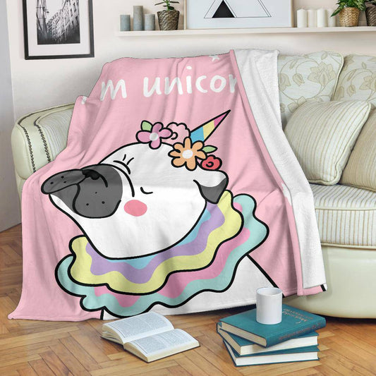 Pug Dog Unicorn and Wreath on the head Cartoon Premium Blanket - Top Content | POD Collection | Free Shipping