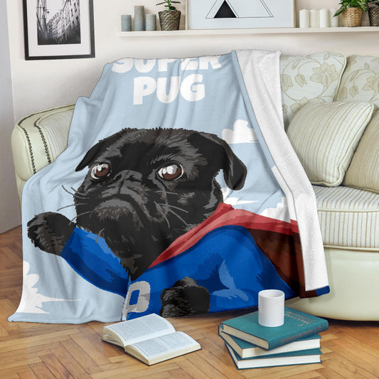 Super Pug Blanket, Pug Throw Blanket, Pug Gifts