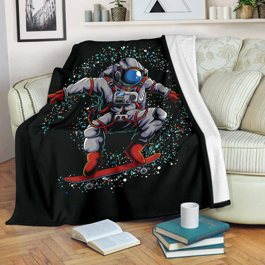 Premium Blanket Astronaut Skateboard Outer Space Galaxy - Top Content | POD Collection | Free Shipping