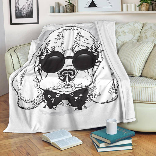 Cool Beagle Punk Dog with Sunglasses Premium Blanket - Top Content | POD Collection | Free Shipping