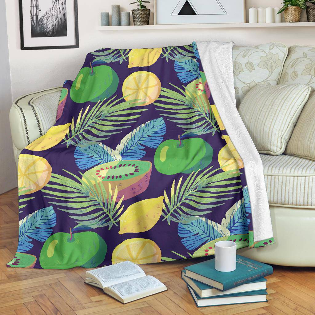 Lemon Kiwi Apple Fruits Pattern Premium Blanket - Top Content | POD Collection | Free Shipping