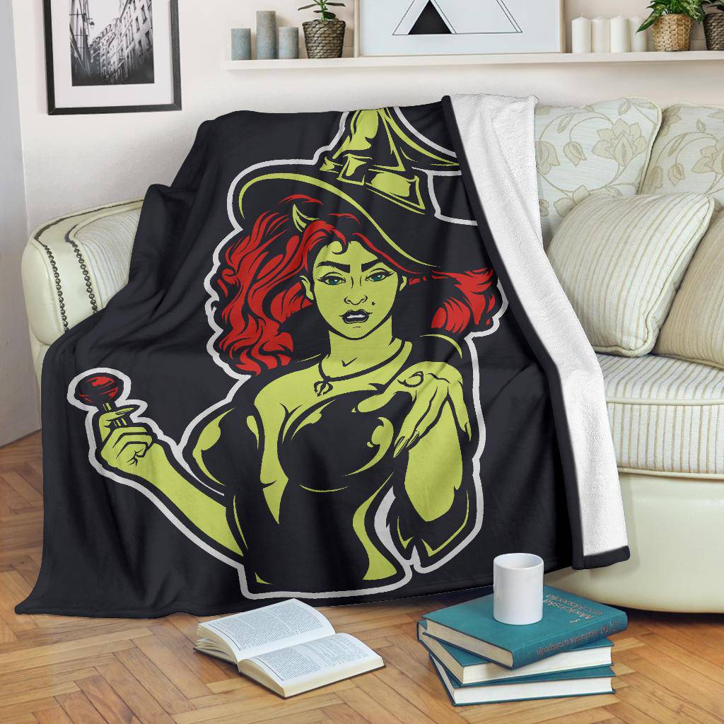 Cool Halloween Witch Cartoon Illustration Premium Blanket - Top Content | POD Collection | Free Shipping