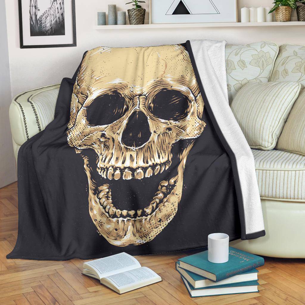 Realistic Skull Hand Drawn Art Cartoon Premium Blanket - Top Content | POD Collection | Free Shipping