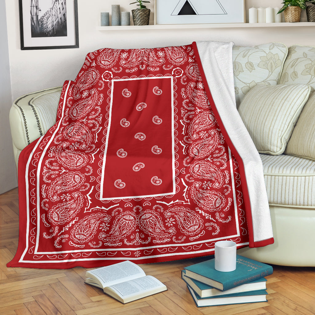 Ultra Plush Red and White Bandana Blanket