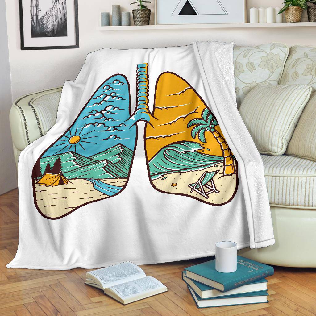 Natural Beach Camping Inside Lung Illustration Premium Blanket - Top Content | POD Collection | Free Shipping