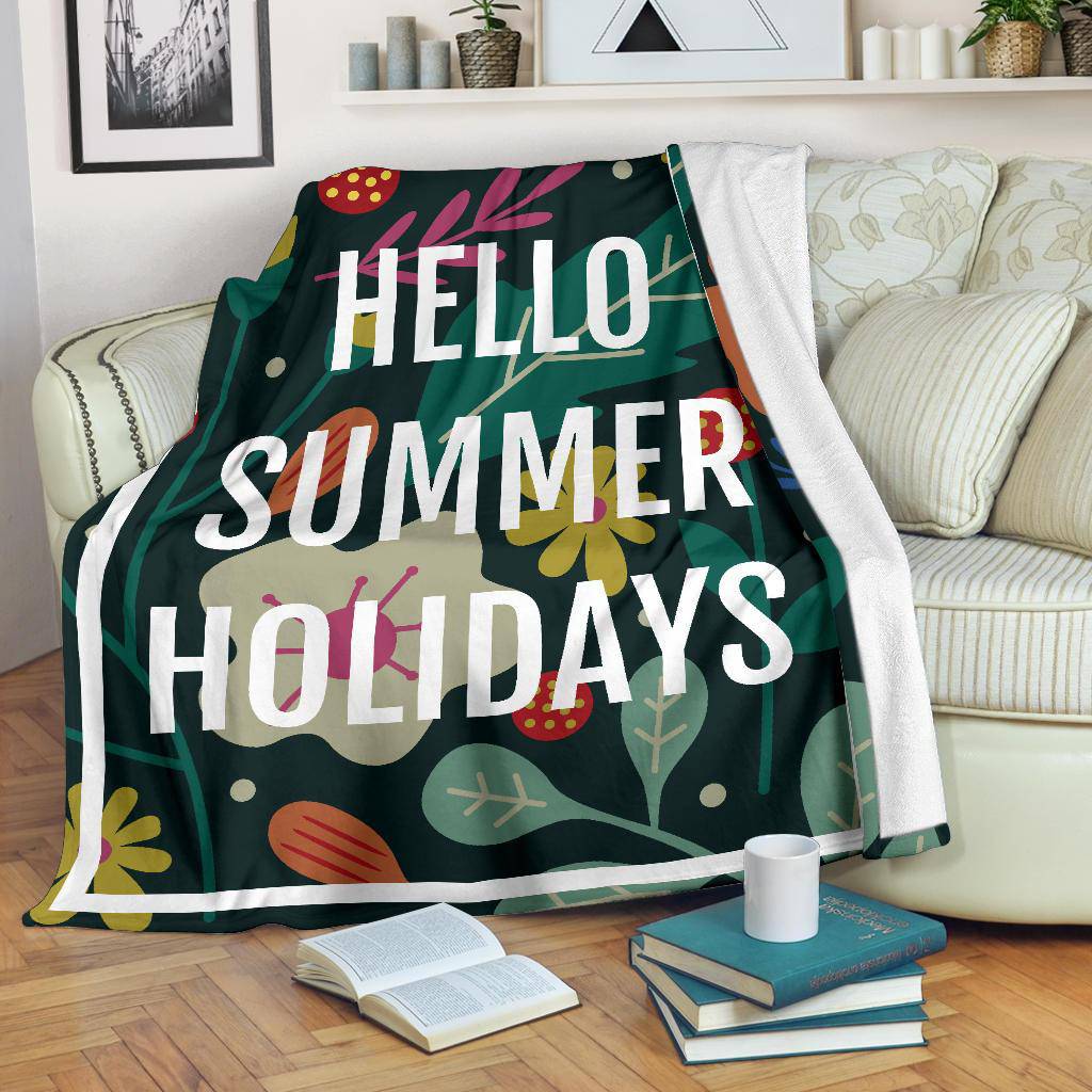 Hello Summer Holidays Floral Premium Blanket - Top Content | POD Collection | Free Shipping