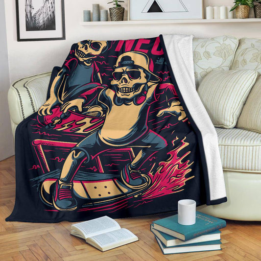 Premium Blanket Neck Skull Skater Cartoon - Top Content | POD Collection | Free Shipping