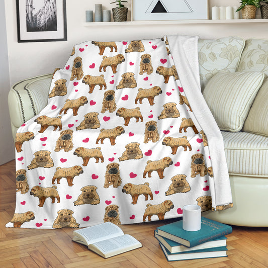 Shar Pei Heart Blanket