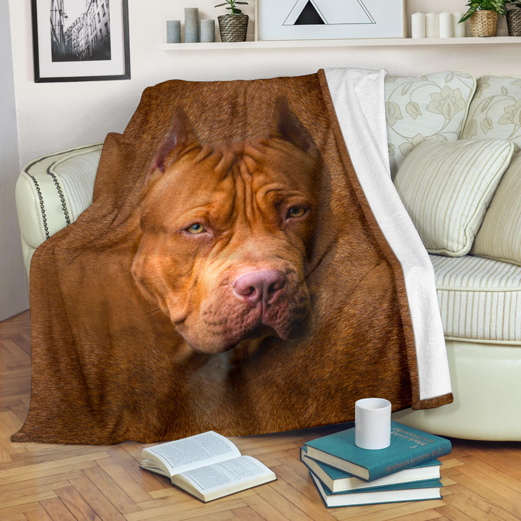 American PitBull Terrier Face Hair Blanket