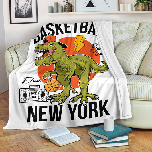 Basketball T-rex Dinosaur New York Team Premium Blanket - Top Content | POD Collection | Free Shipping