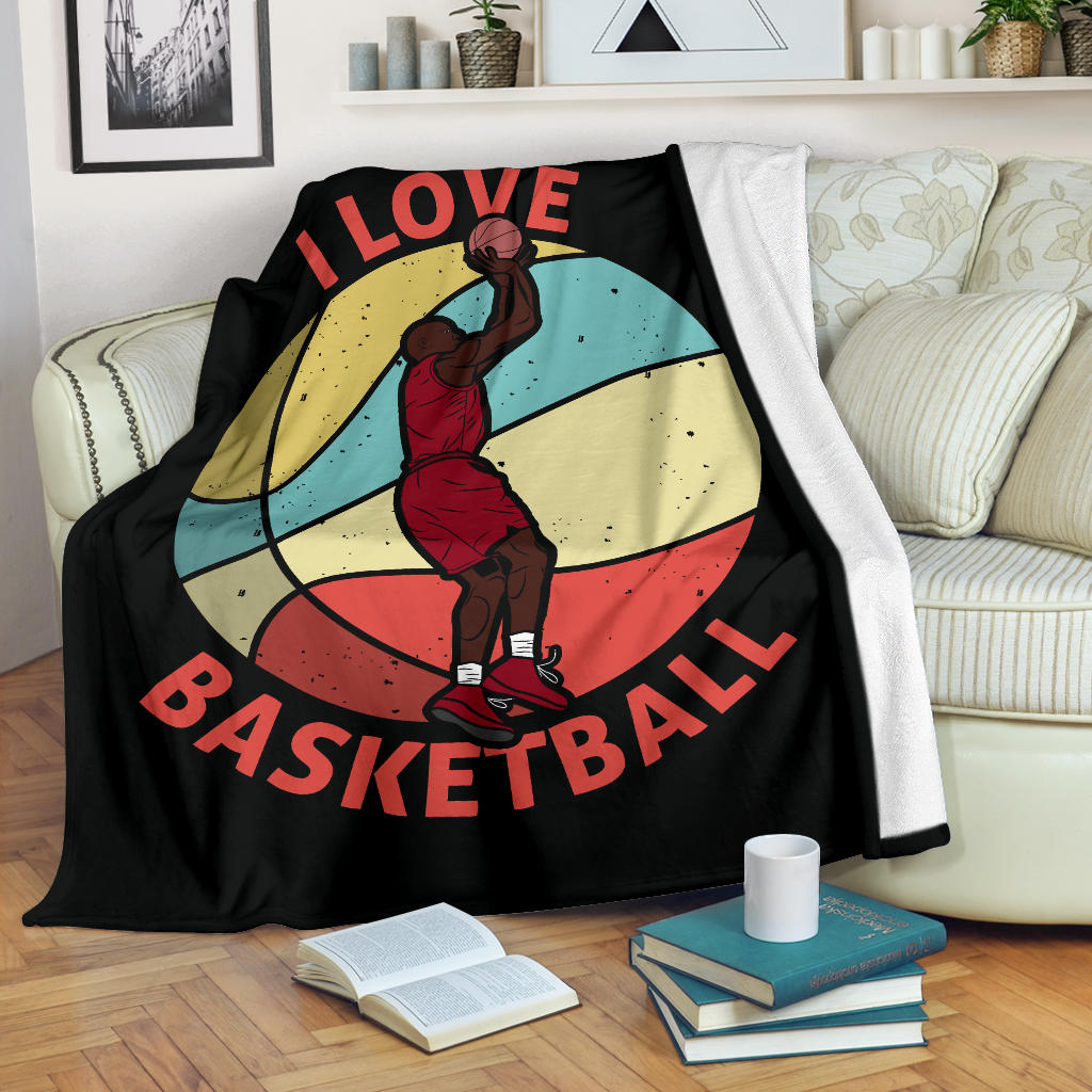 I love basketball mockup design retro style blanket - Top Content | POD Collection | Free Shipping