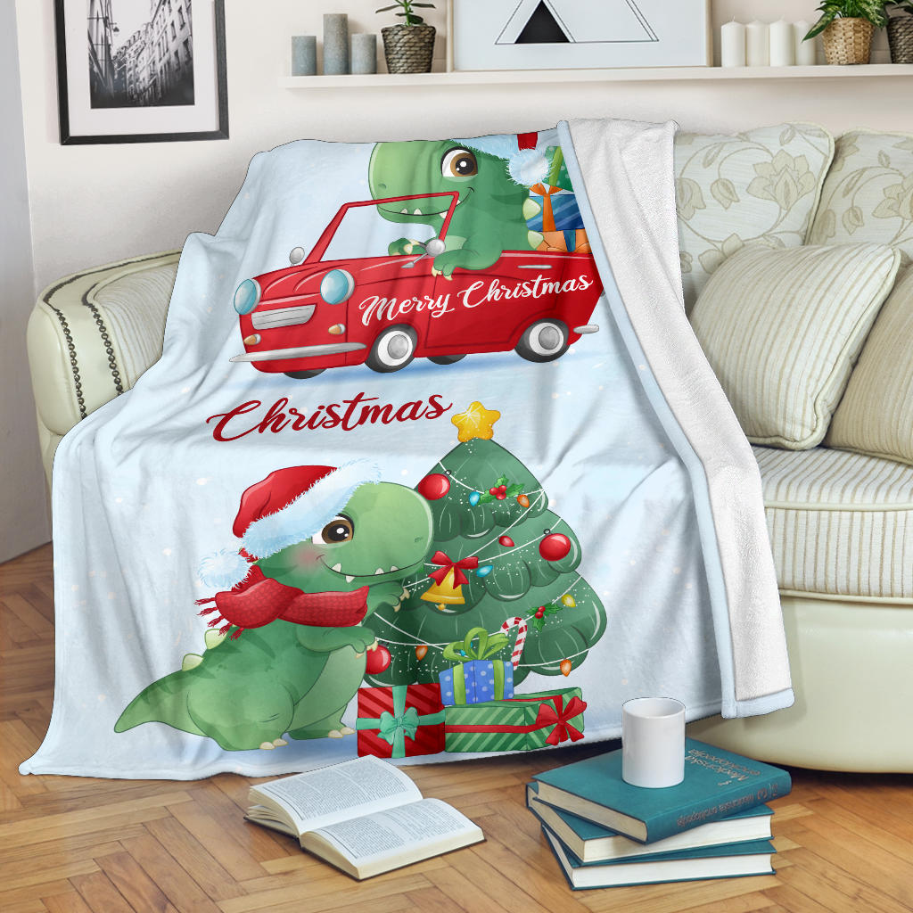 cute christmas dinosaurs as a present blanket - Top Content | POD Collection | Free Shipping