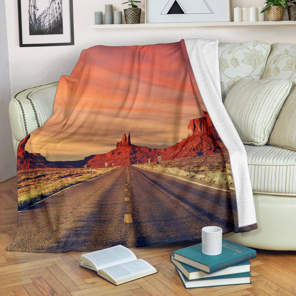 Road Monument Valley Sunset USA Photography Premium Blanket - Top Content | POD Collection | Free Shipping