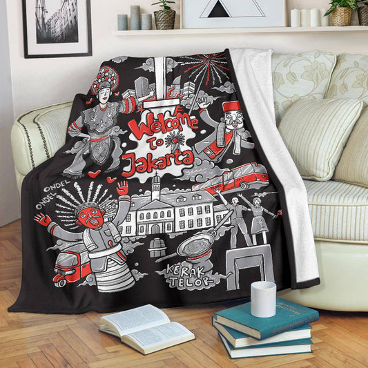 Welcome To Jakarta Premium Blanket, Cool Cartoon Travel Gift - Top Content | POD Collection | Free Shipping