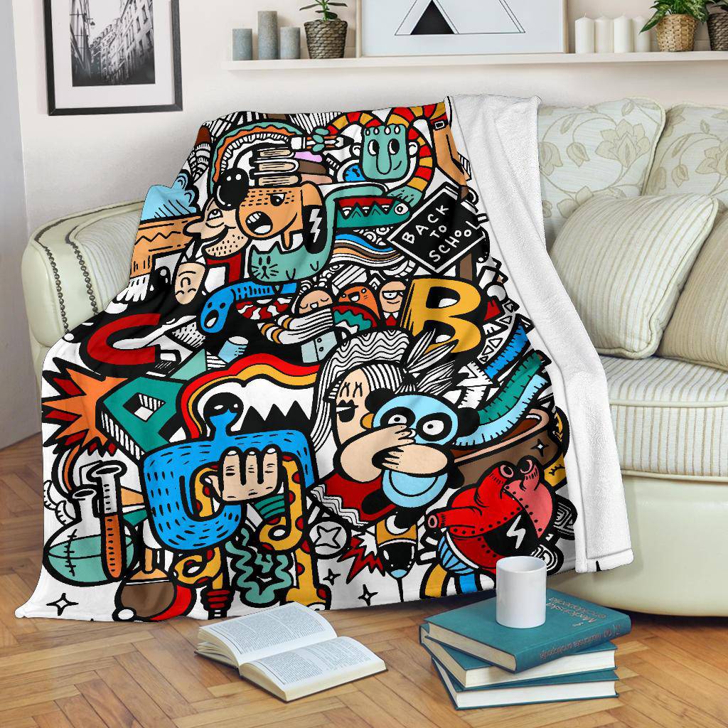 Funny School Kids Cartoon Art Premium Blanket - Top Content | POD Collection | Free Shipping