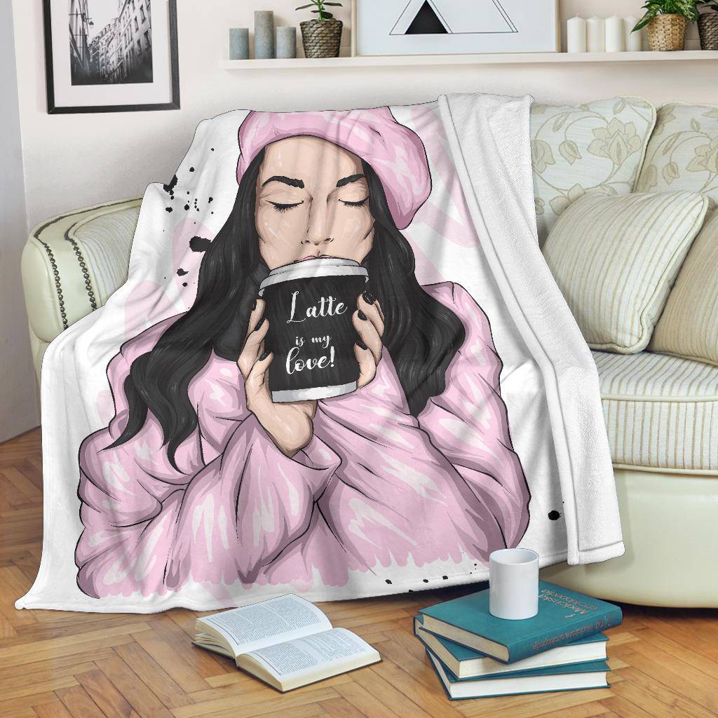 I Love Coffee Girl Beret Premium Blanket - Top Content | POD Collection | Free Shipping